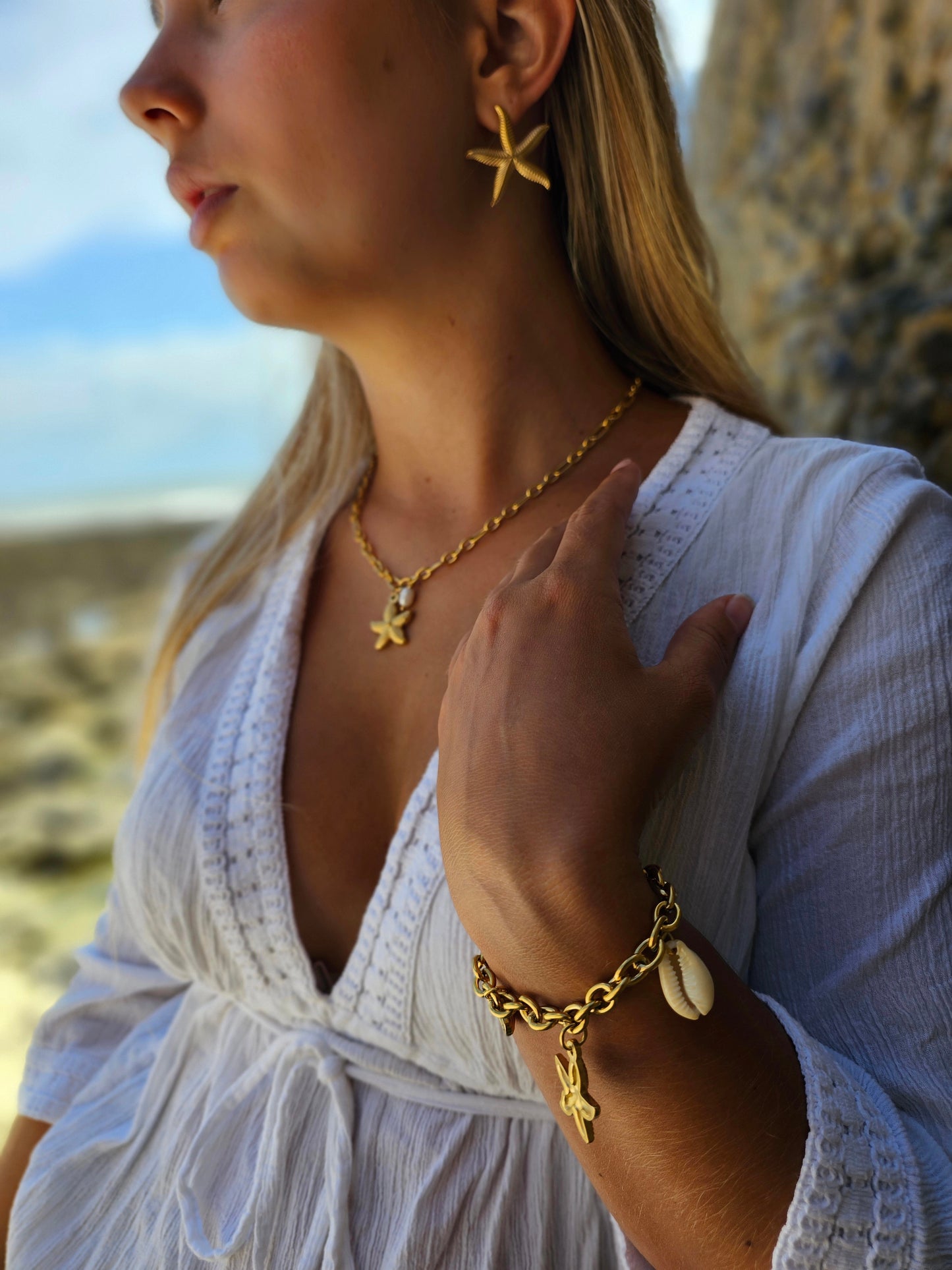 The Coastal Starfish Set Bundle – Earrings, Necklace & Bracelet